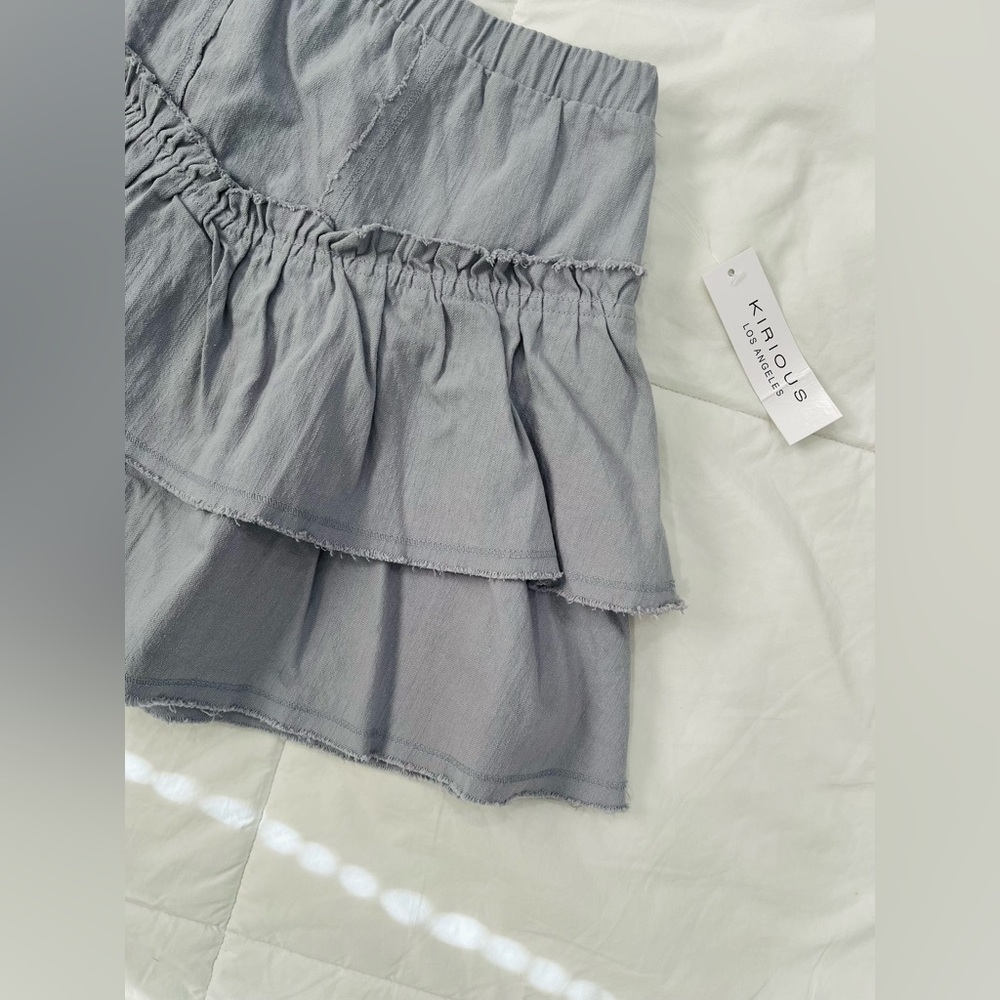 KIRIOUS LOS ANGELES• Women’s Grey Denim Y2K Double Panel Skirt NWT - Picture 5 of 7